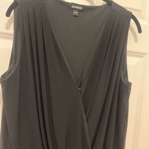 Express Black Pleat Shoulder Tank Bodysuit